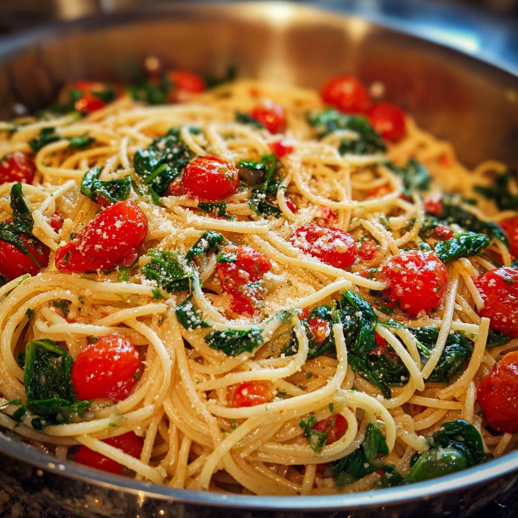 Pâtes Légères aux Tomates Cerises et Épinards