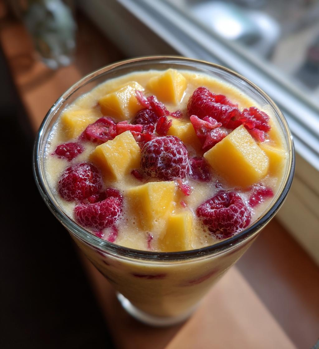 smoothie recette mangue framboise - detail 1
