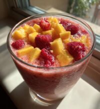 smoothie recette mangue framboise