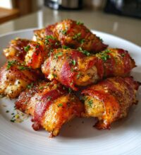 15 minute air fryer bacon wrapped chicken bites