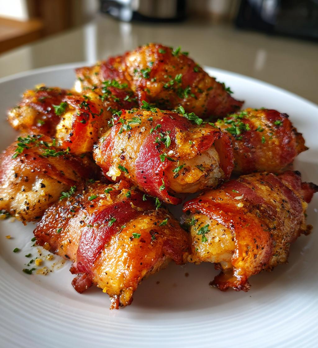 15 minute air fryer bacon wrapped chicken bites