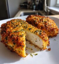 air fryer garlic parmesan crusted chicken breast recipe
