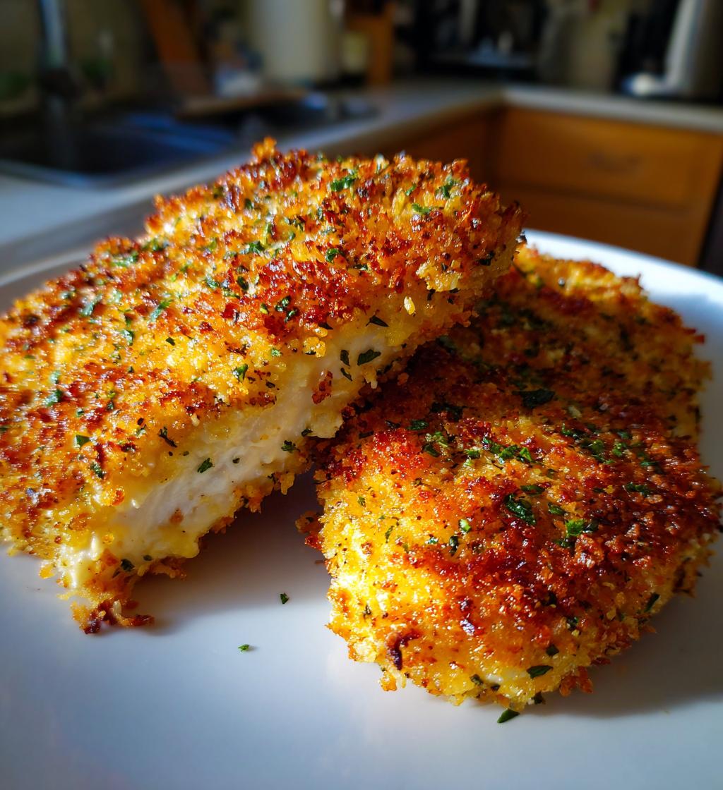 air fryer parmesan crusted chicken fillet - detail 1