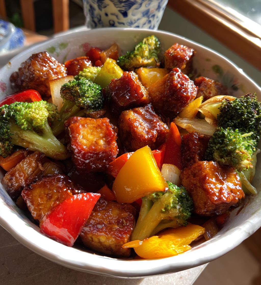 healthy air fryer tofu and veggies recipe - detail 1