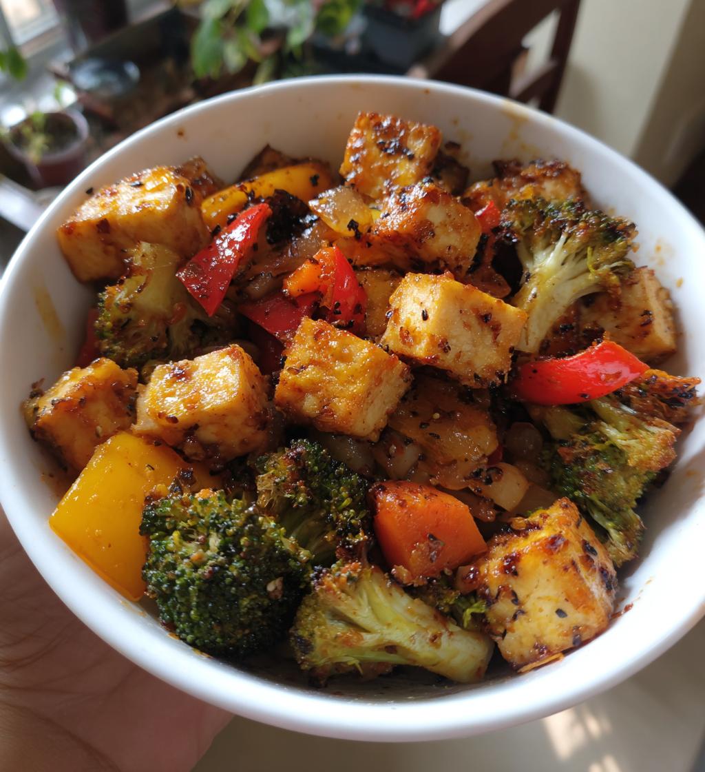 healthy air fryer tofu and veggies recipe