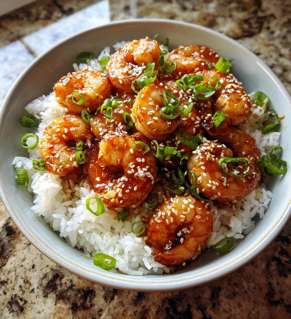20 minute honey garlic shrimp rice bowl