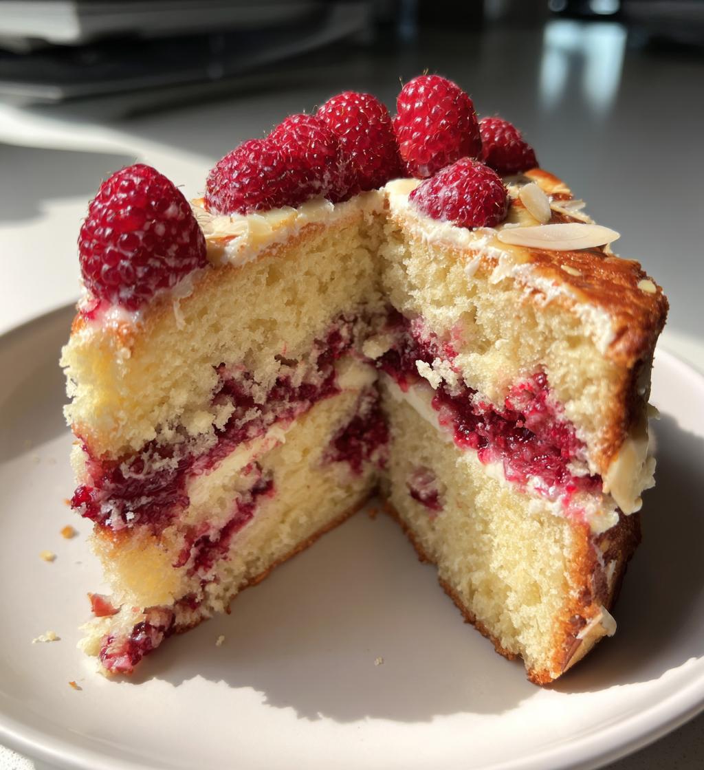 almond raspberry cake - detail 1
