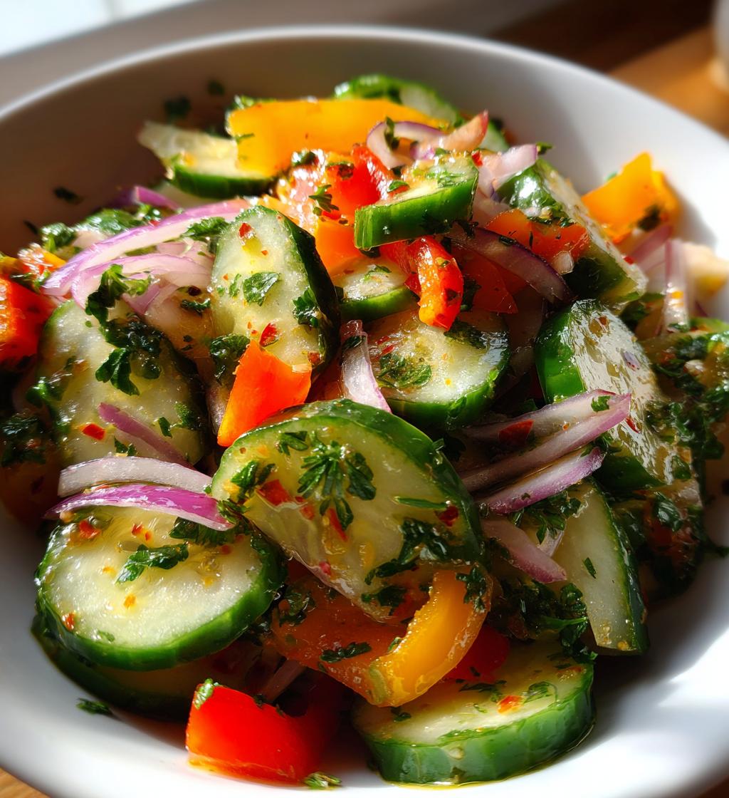 amazing viral cucumber pepper salad - detail 1