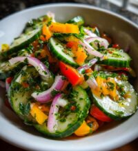 amazing viral cucumber pepper salad