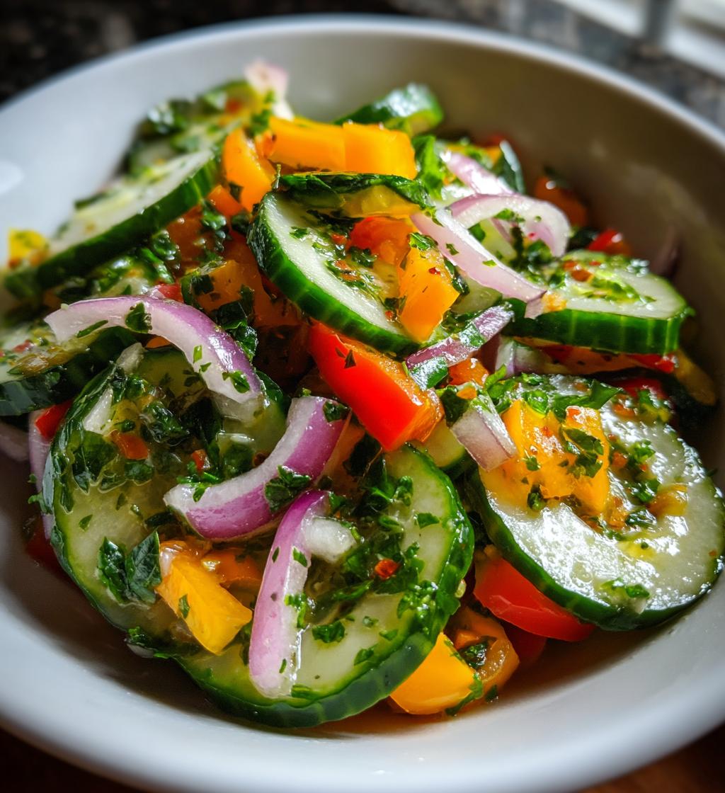 amazing viral cucumber pepper salad