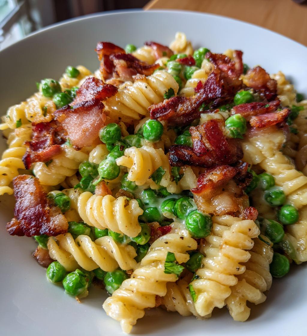 bacon and pea pasta - detail 1