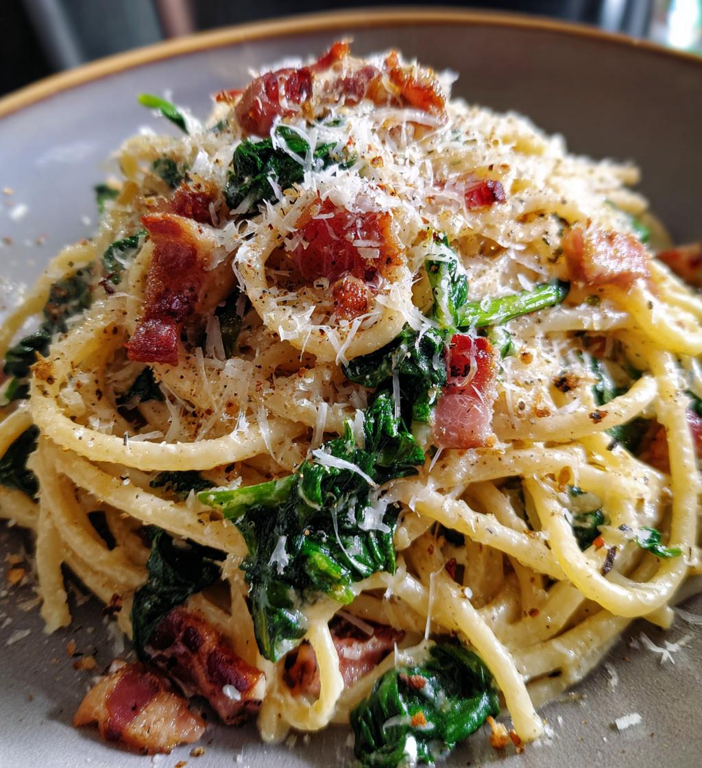 bacon and spinach pasta