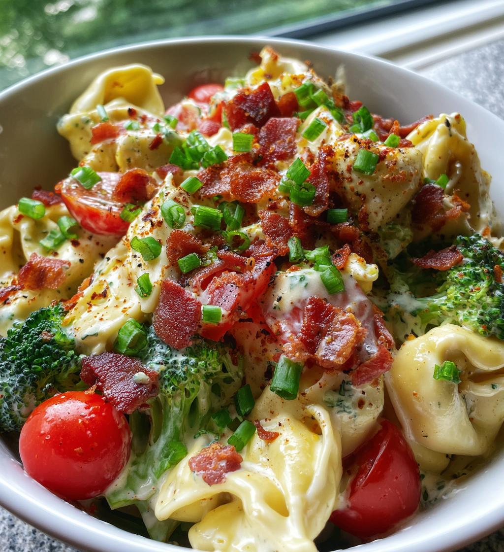 bacon ranch tortellini salad - detail 1