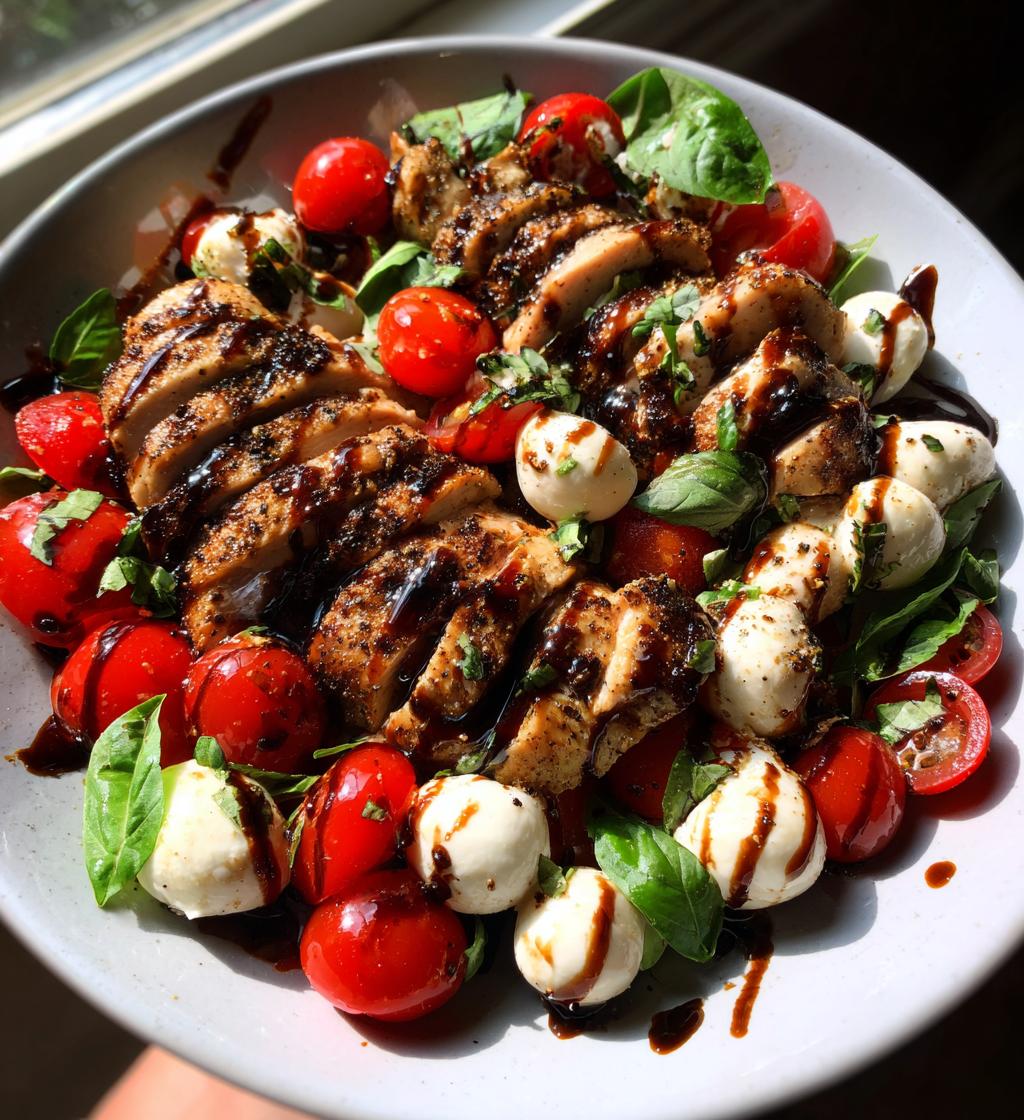 balsamic grilled chicken caprese salad - detail 1