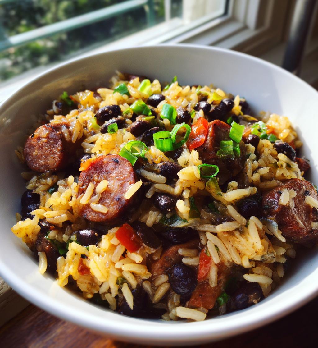 black beans and rice with sausage