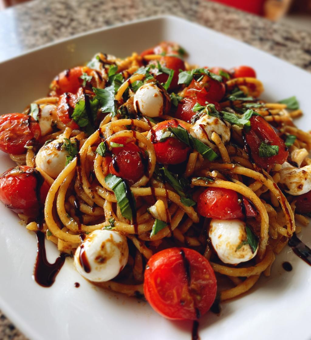 bruschetta pasta balsamic drizzle - detail 1