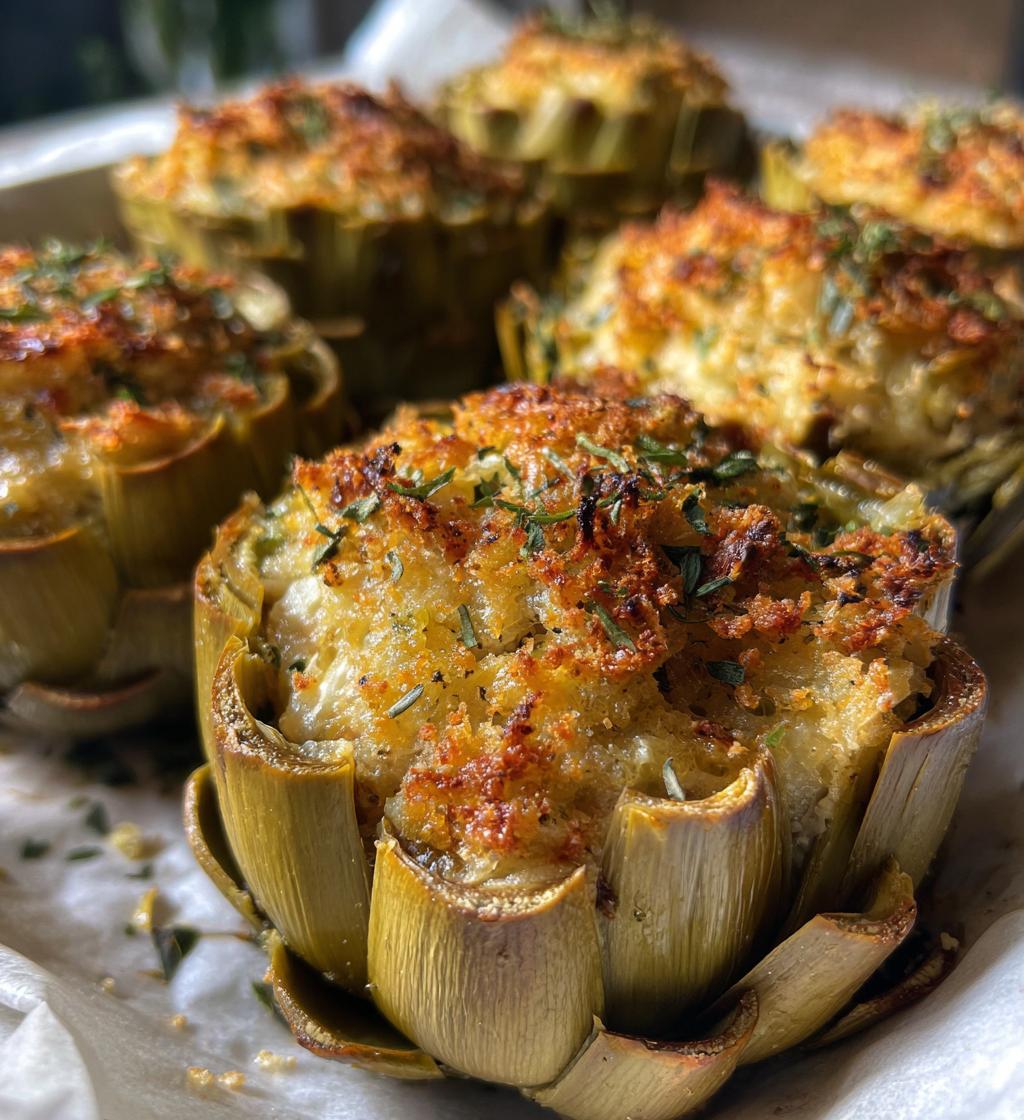 buttery stuffed artichokes - detail 1