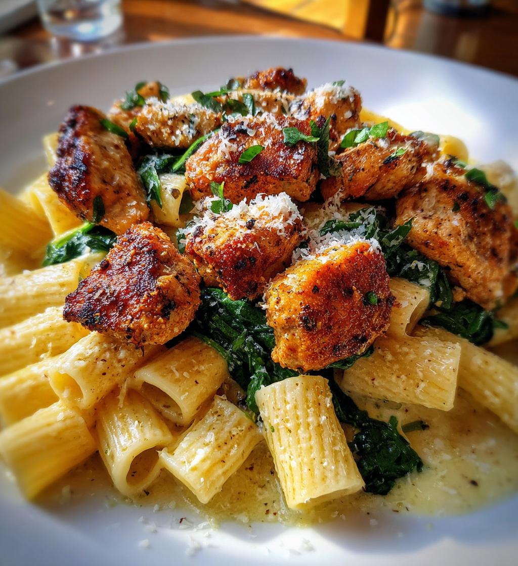 cajun chicken bites with creamy rigatoni - detail 1