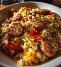 cajun sausage and rice skillet