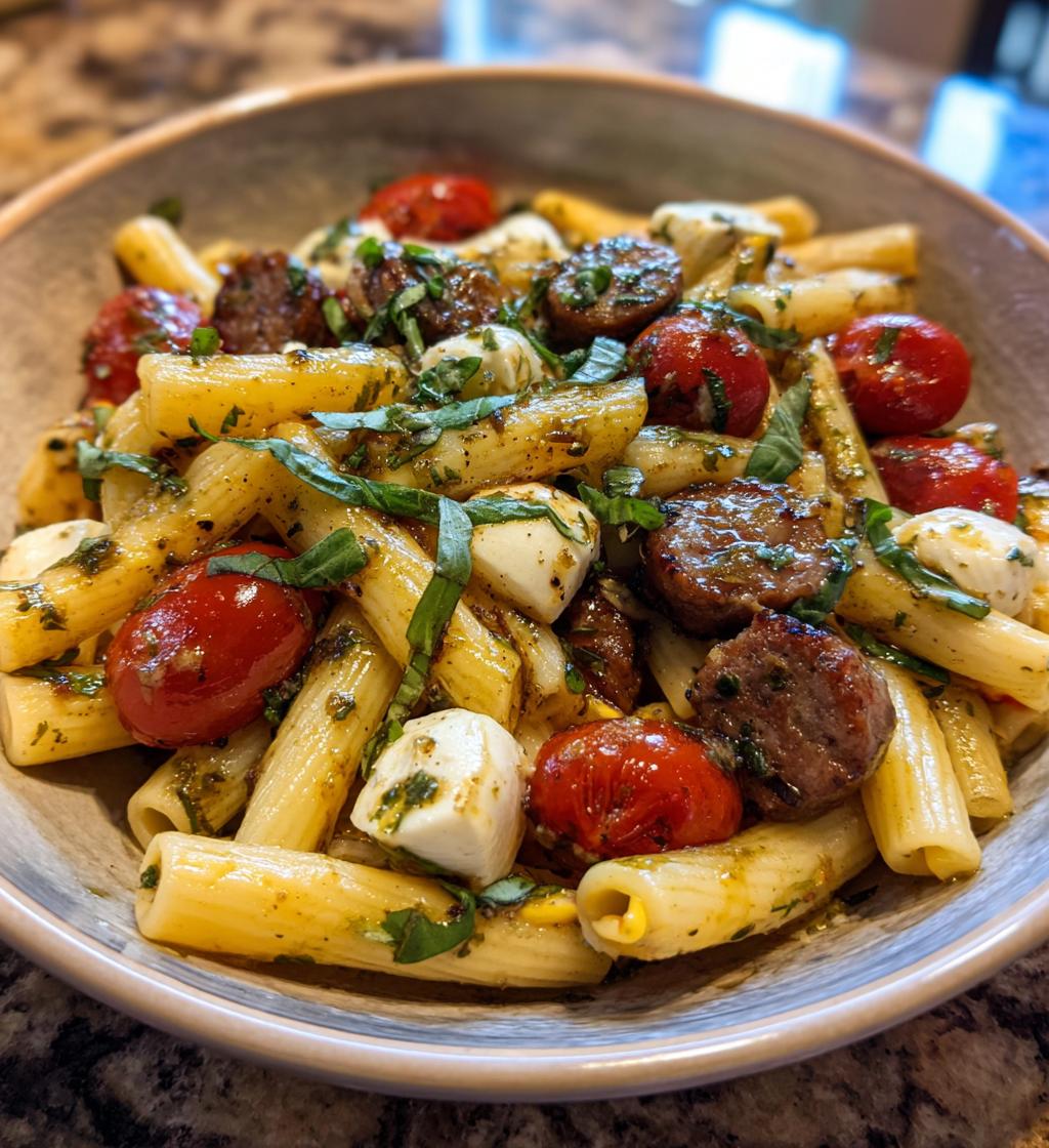 caprese pasta with italian sausage