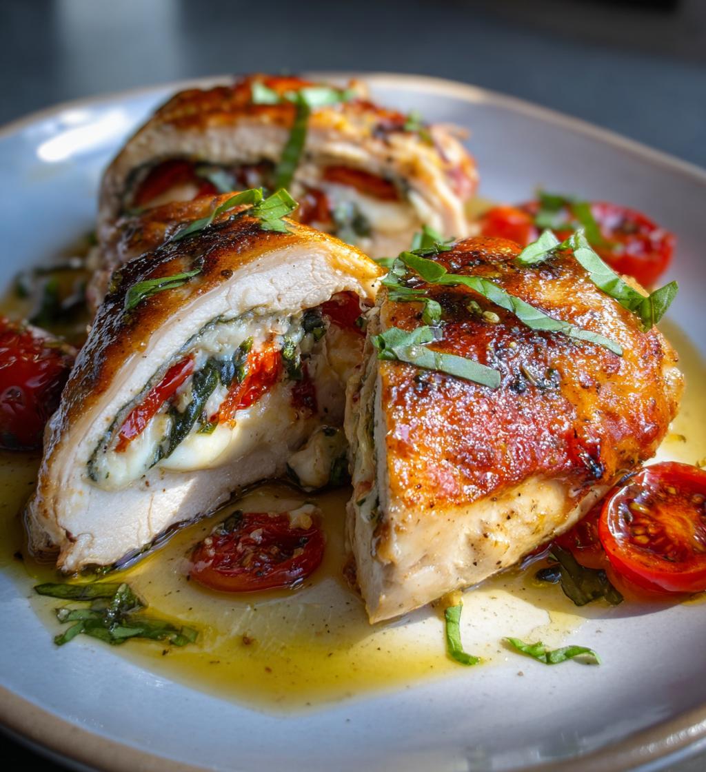 caprese stuffed chicken breast - detail 1