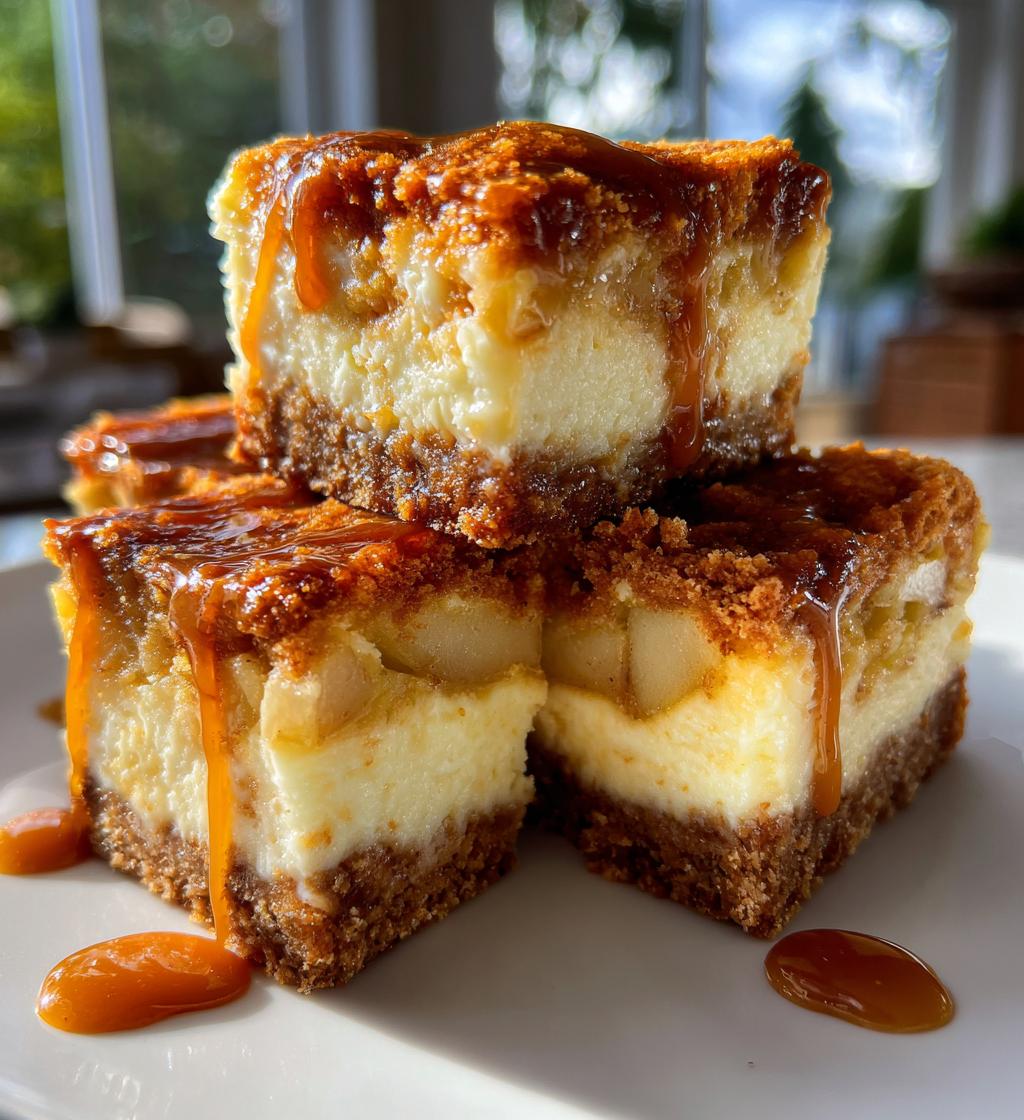 caramel apple cheesecake bars - detail 1