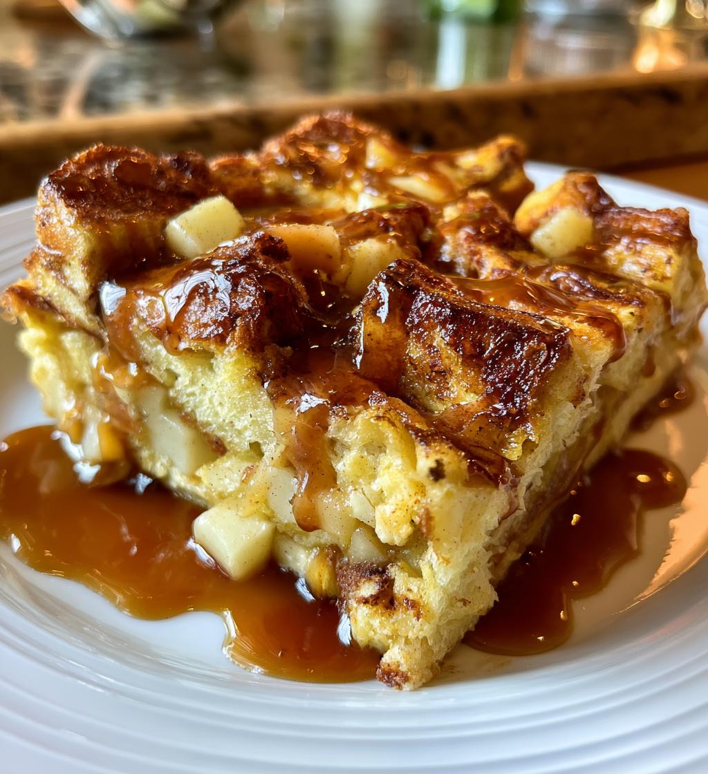 caramel apple stuffed french toast casserole