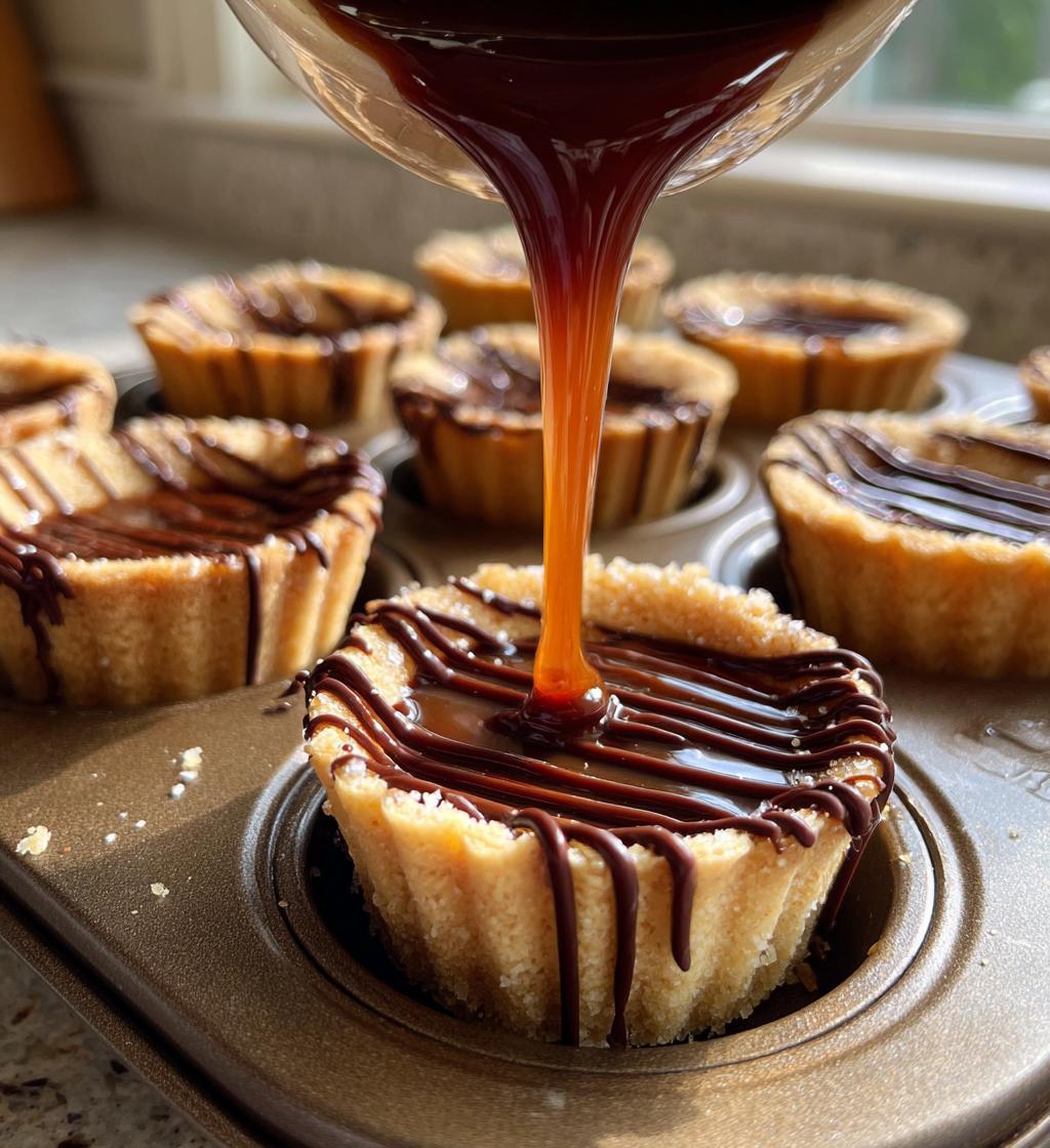 caramel drizzled shortbread cookie cups - detail 1