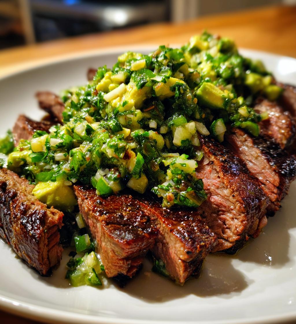carne asada with avocado salsa verde - detail 1