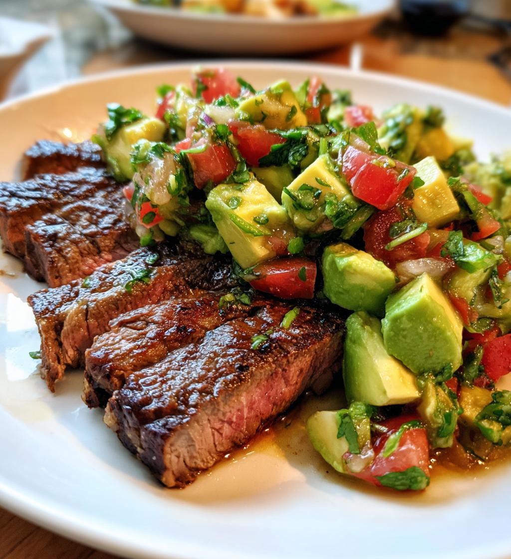 carne asada with avocado salsa verde