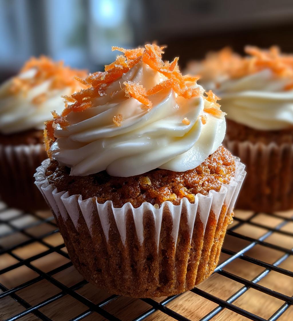 carrot cake cupcakes with cream cheese frosting - detail 1
