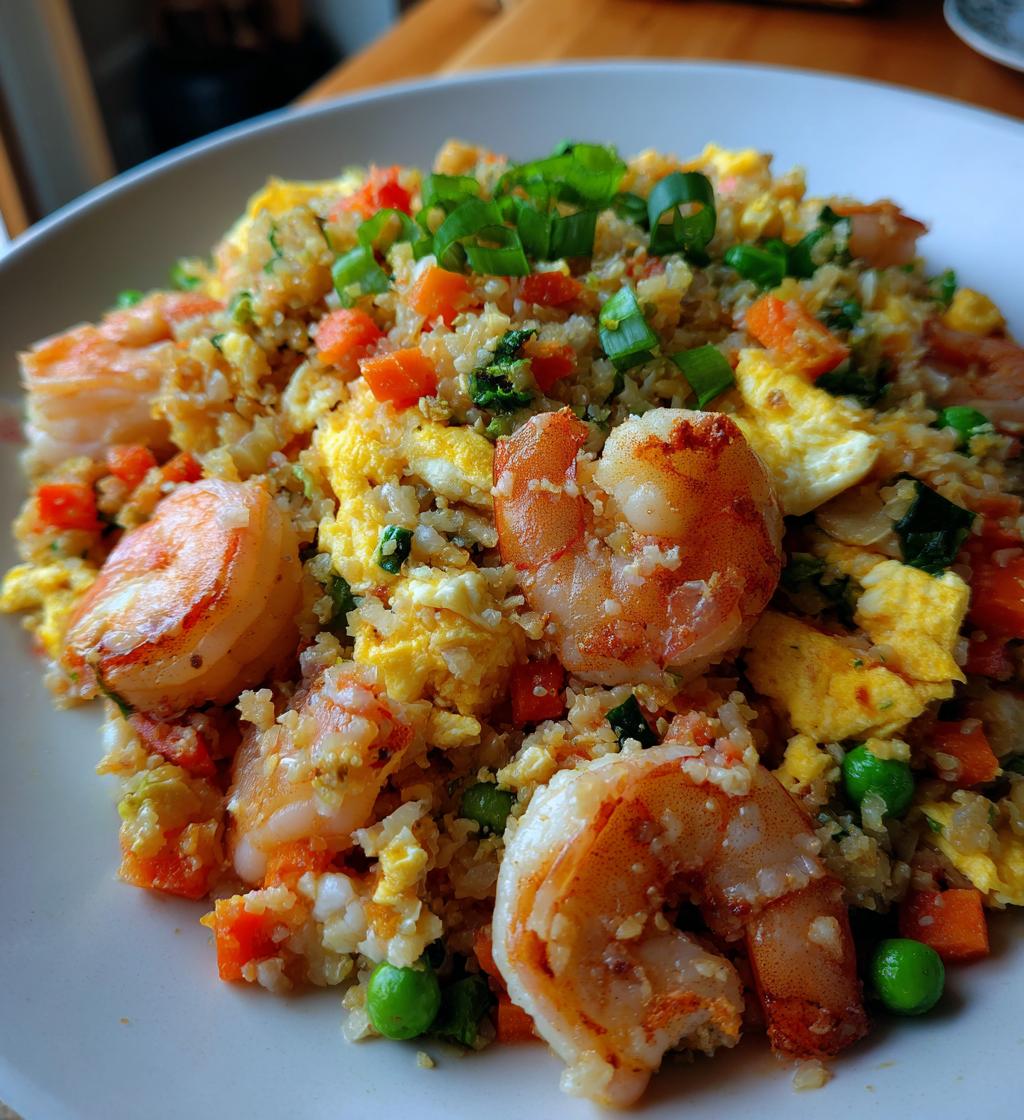 cauliflower fried rice with shrimp - detail 1
