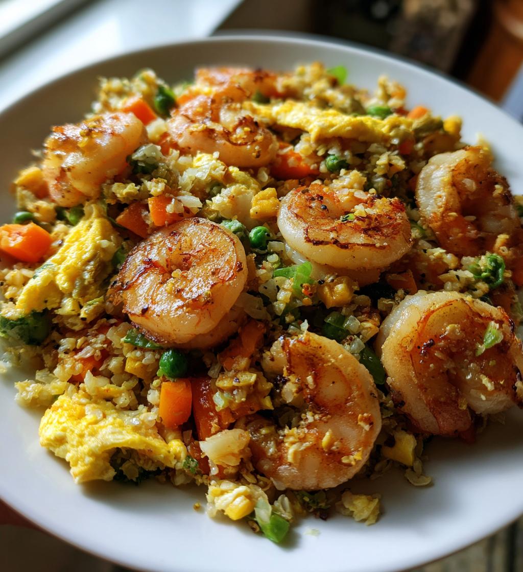 cauliflower fried rice with shrimp