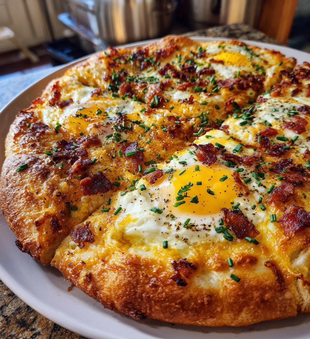 cheddar bacon sunrise pizza - detail 1