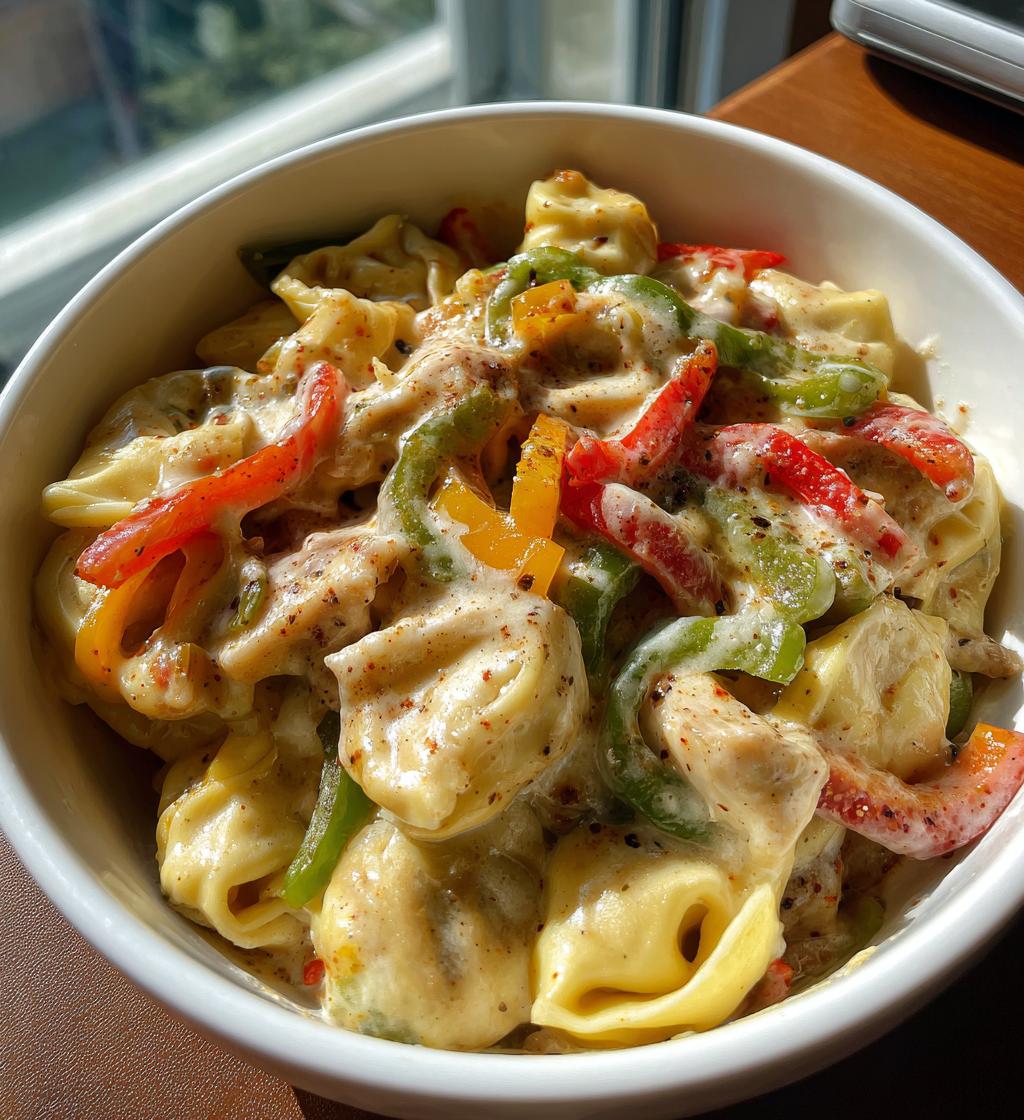 cheesesteak tortellini in rich provolone sauce - detail 1