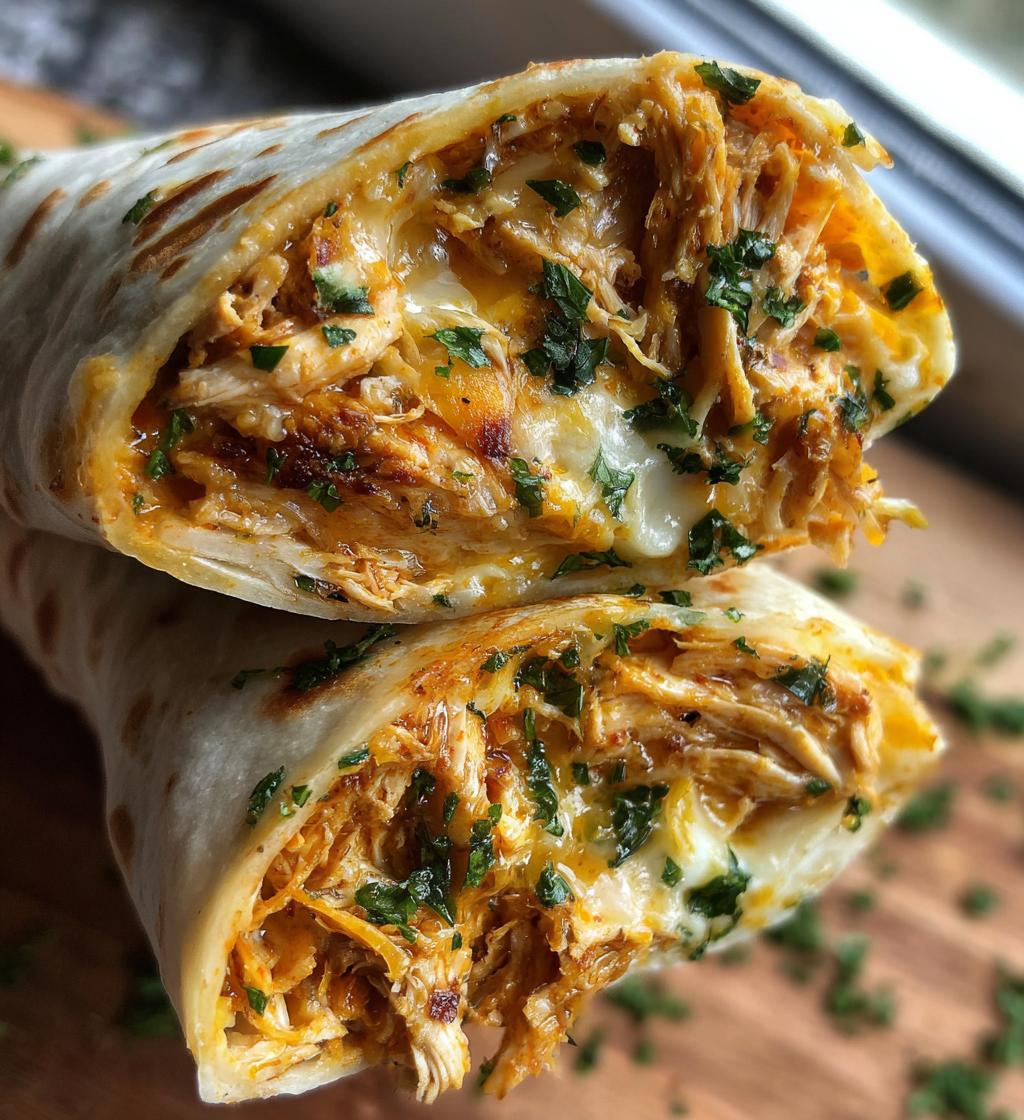 cheesy garlic chicken wraps