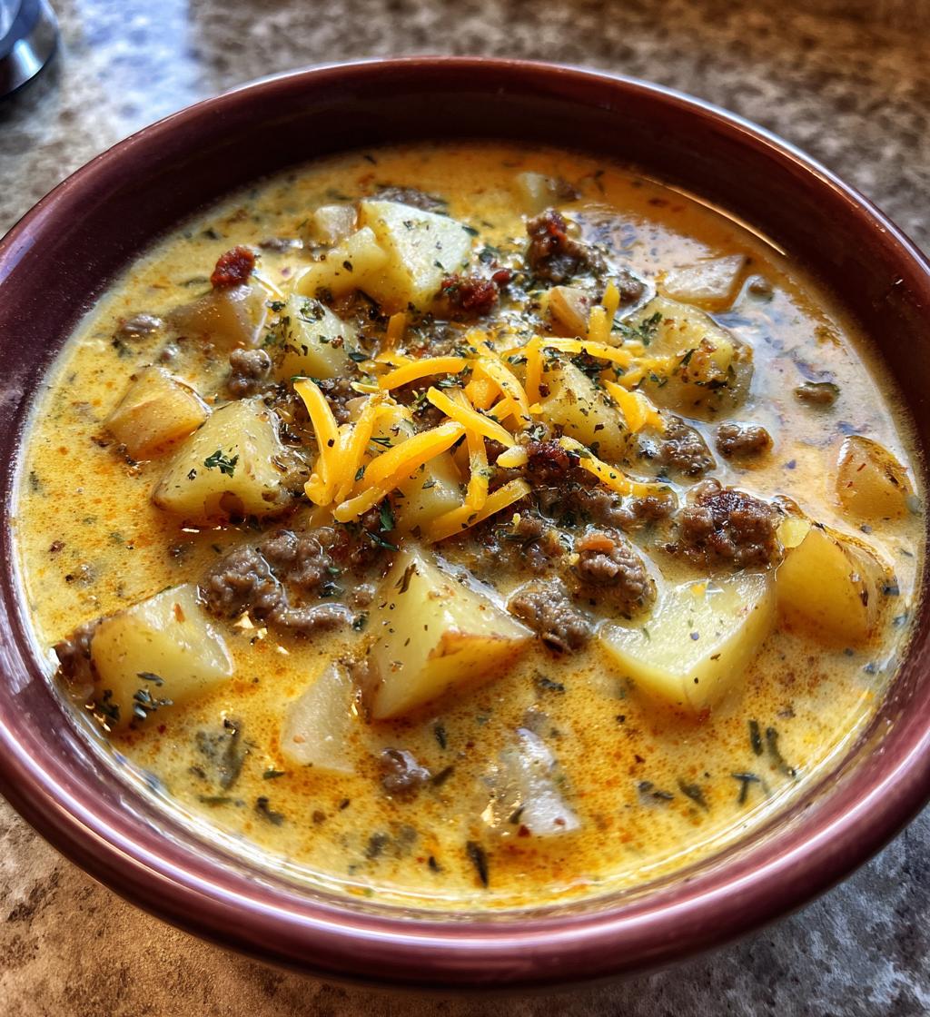 cheesy hamburger potato soup