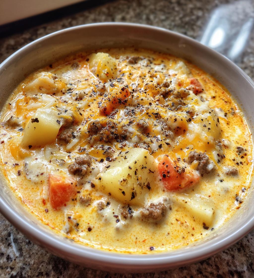 cheesy hamburger potato soup