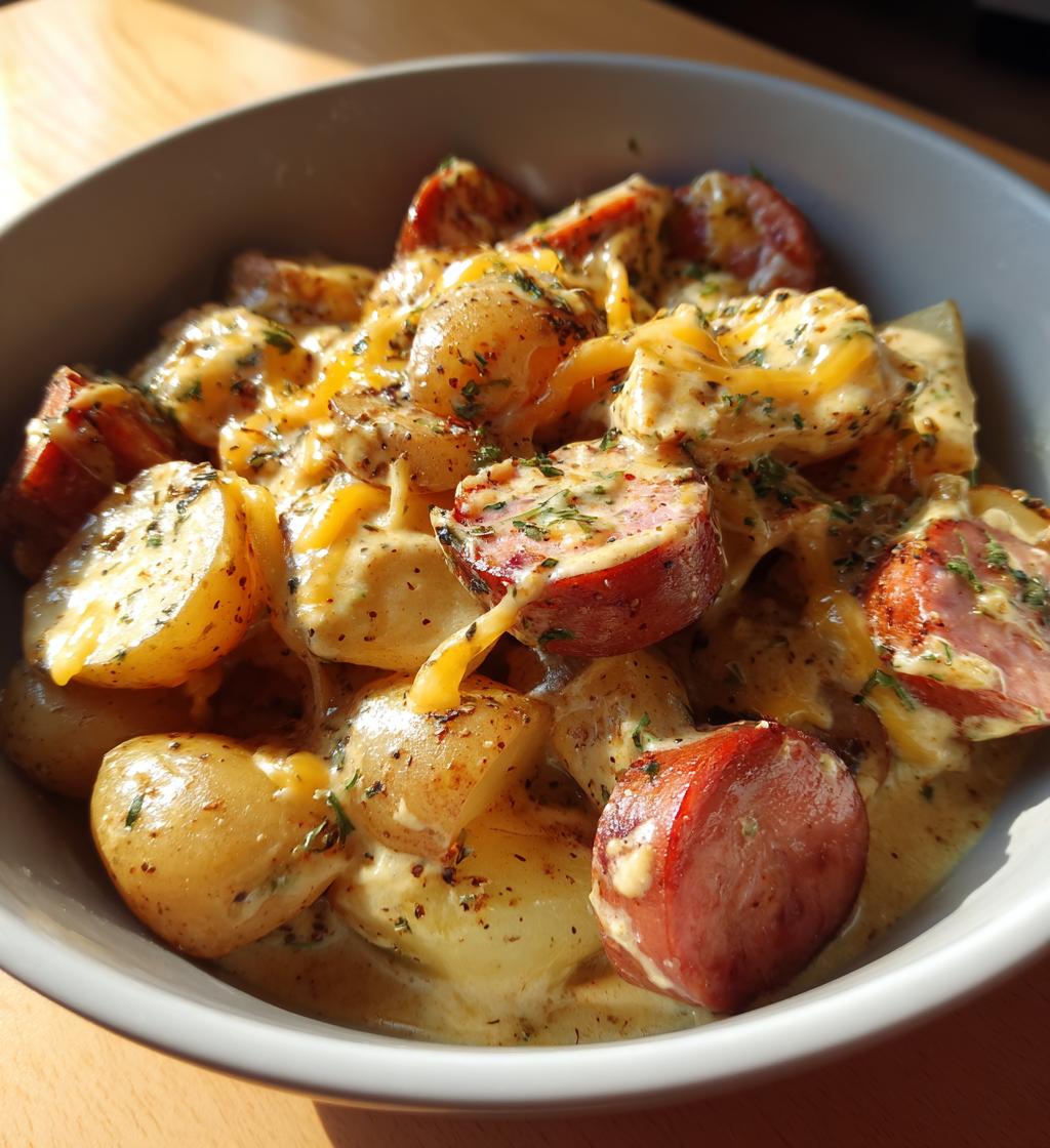 cheesy ranch potatoes and smoked sausage - detail 1