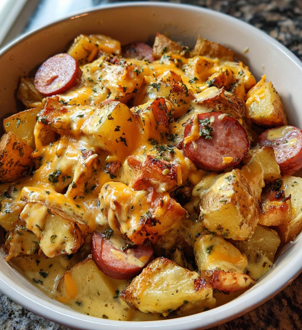 cheesy ranch potatoes and smoked sausage