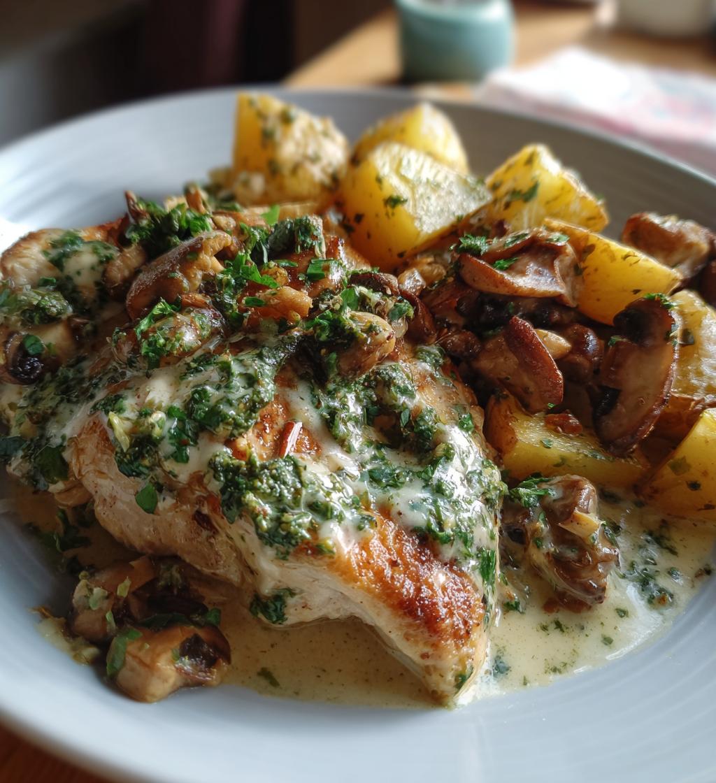 chestnut garlic greek chicken alfredo with sage potatoes mushroom basil pesto cream