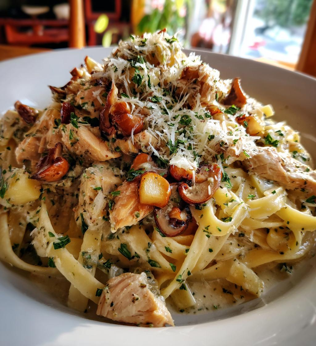 chestnut garlic greek chicken alfredo with sage potatoes mushroom basil pesto