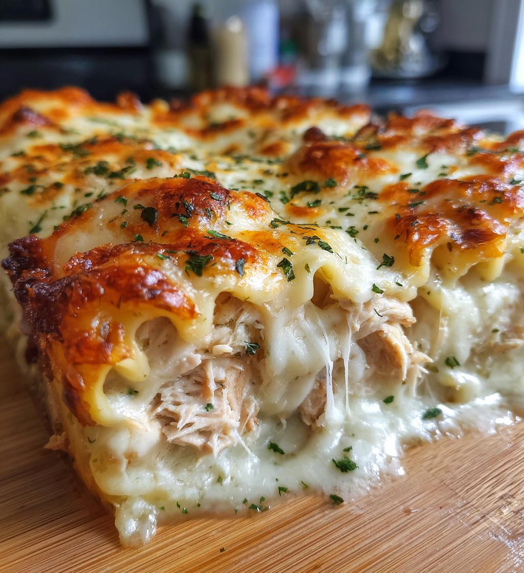 chicken alfredo lasagna rolls