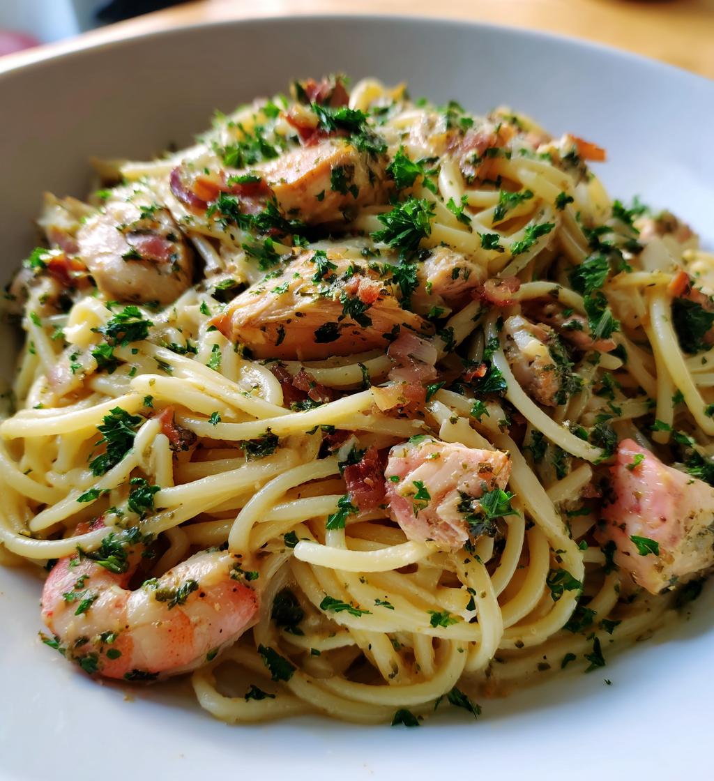 chicken and shrimp carbonara