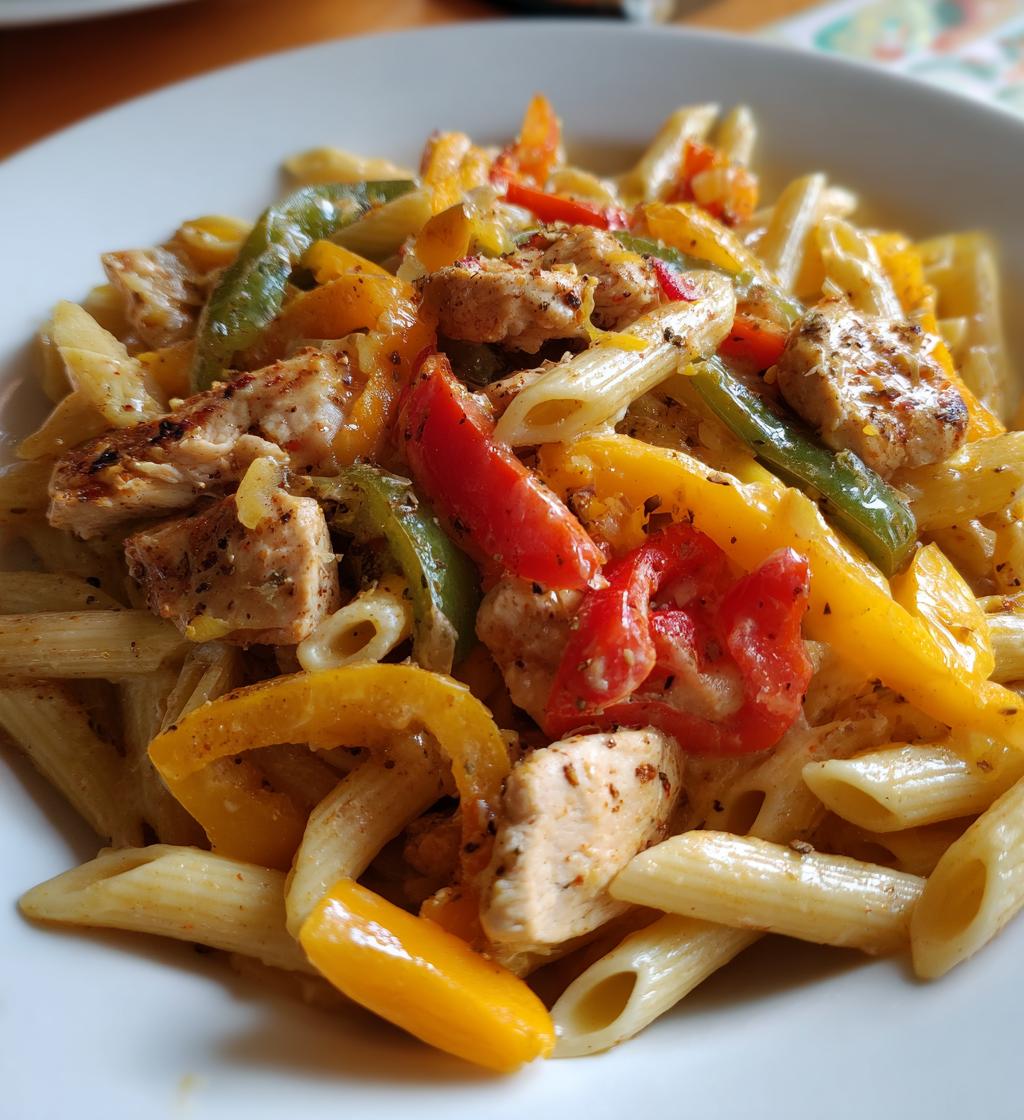 chicken fajita pasta - detail 1