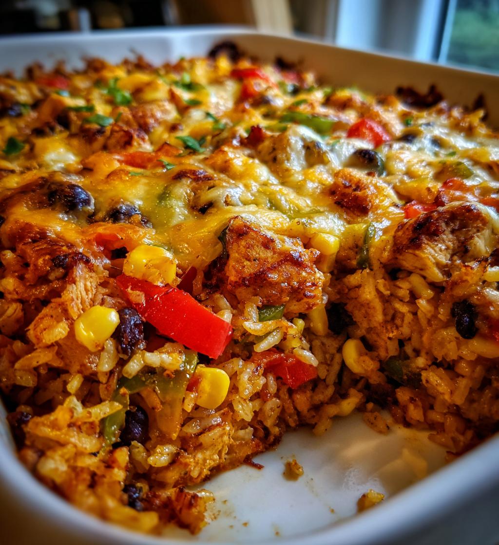 chicken fajita rice casserole - detail 1