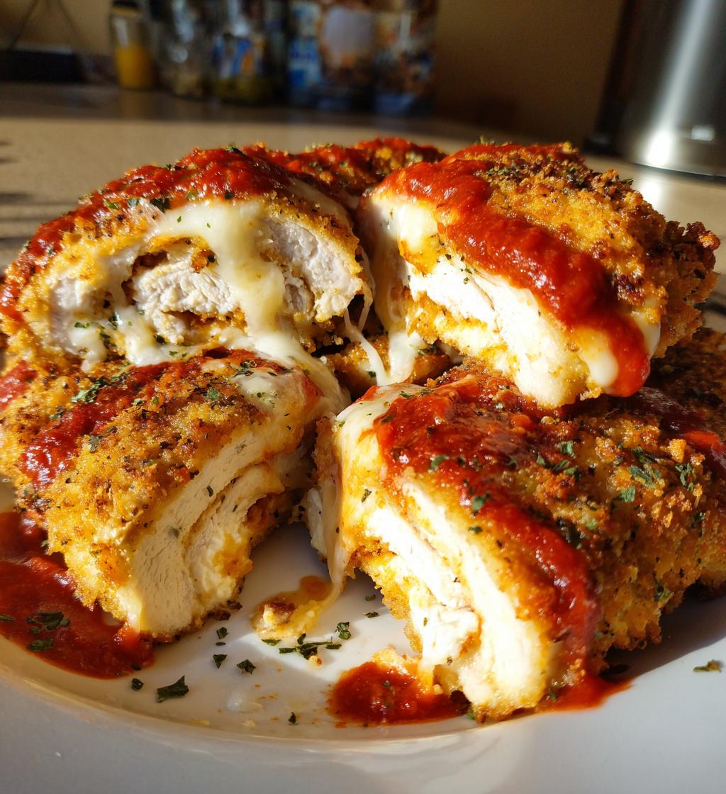 chicken parmesan stuffed with cream cheese - detail 1