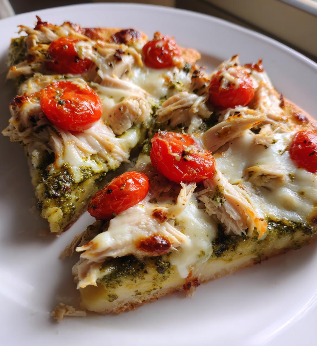 chicken pesto pizza - detail 1