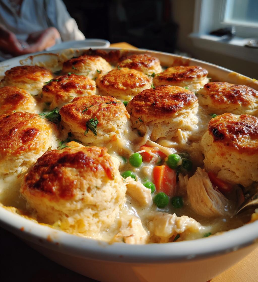 chicken pot pie with biscuits - detail 1