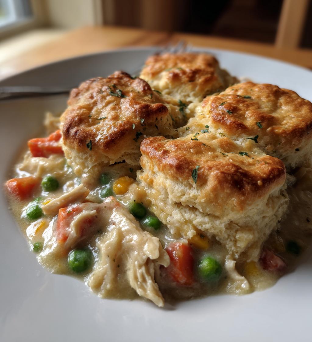 chicken pot pie with biscuits